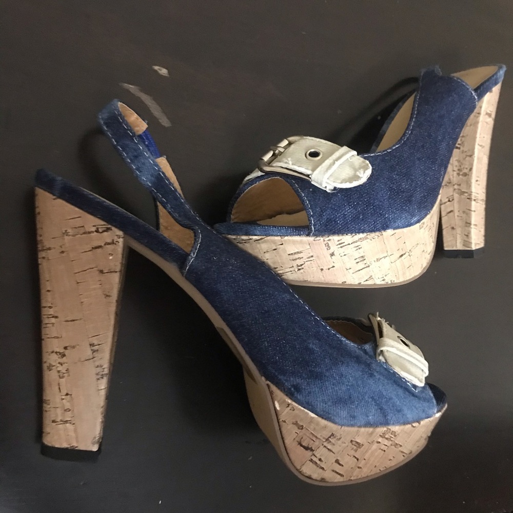 Women’s Sz 6.5 BoHo Blue Jean Platform 4 “ Heels